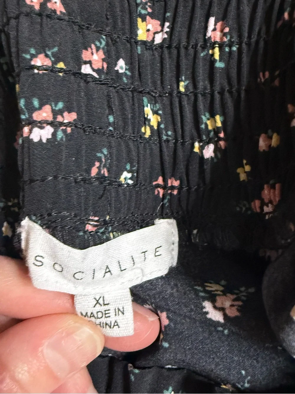 Socialite Black Floral Skirt with Pink & Green Accents - Picture 2 of 6